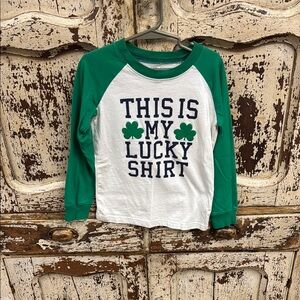 Green and White Lucky Shirt Carters Sz 4/5